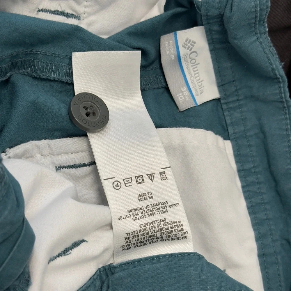 Columbia Mens Teal‎ Blue Cotton Chino Shorts Size 36 Outdoor Casual 10 Inseam